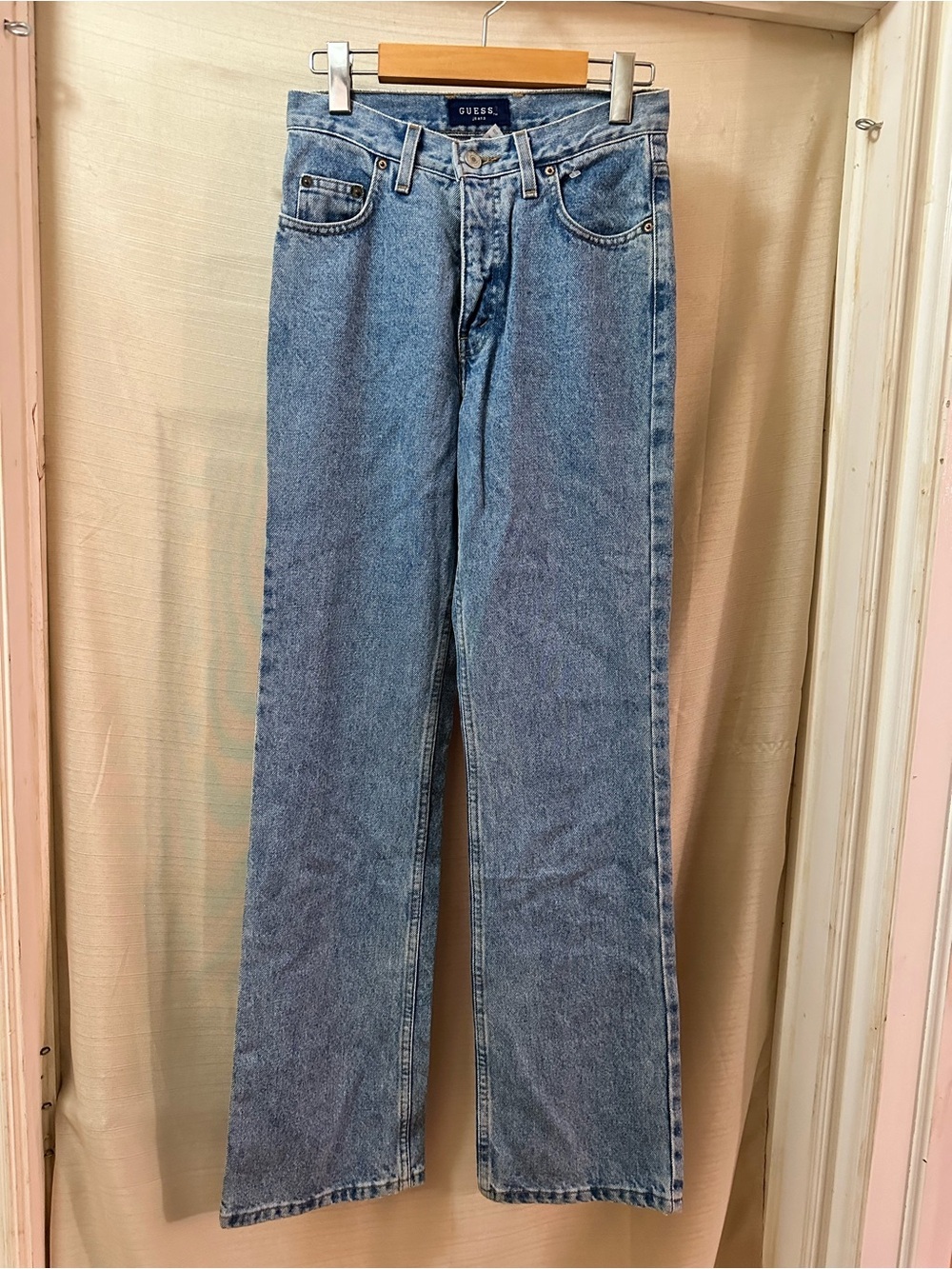 Vintage Y2K GUESS Jeans 27x32 Deadstock NWT Straight Leg Blue Denim Size 4